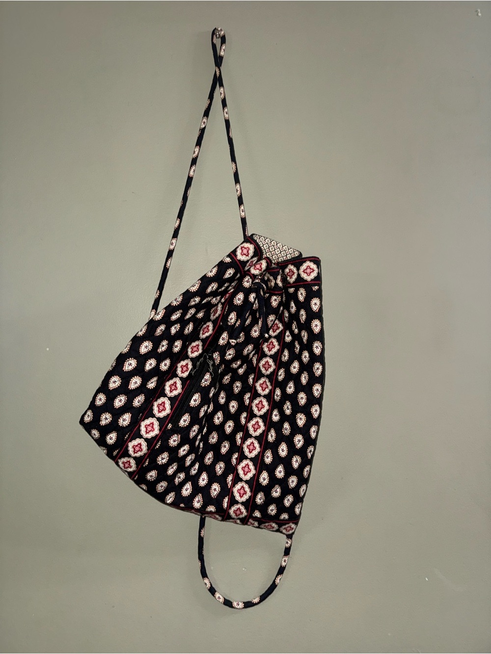 Classic Black Drawstring Backpack with Red Accents
